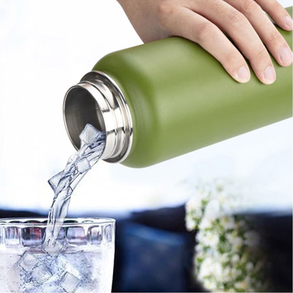 ALSANIDI, Stainless steel hot and cold Liquid Bottle, Sports water Bottle, Green, capacity 1.2 L