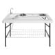 ALSANIDI, Camping Table with Basin, Camping Table, White, Size126*65*94.5Cm