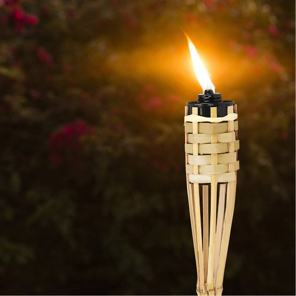 ALSANIDI, Bamboo Camp Lighting Torch, Bamboo wicker Lamp, Beige Light, Size 90 Cm