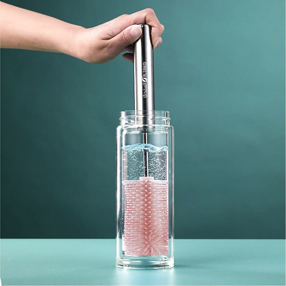 ALSANIDI, Bottle and Cup Cleaning Brush, Long Bottle Brush Cleaner, Pink , Size 37*4.5*1.8 Cm