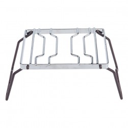 ALSANIDI, Foldable Fire Stand, Portable mini barbecue charcoal grill for picnics, Silver*Brown, Size 15*25 Cm