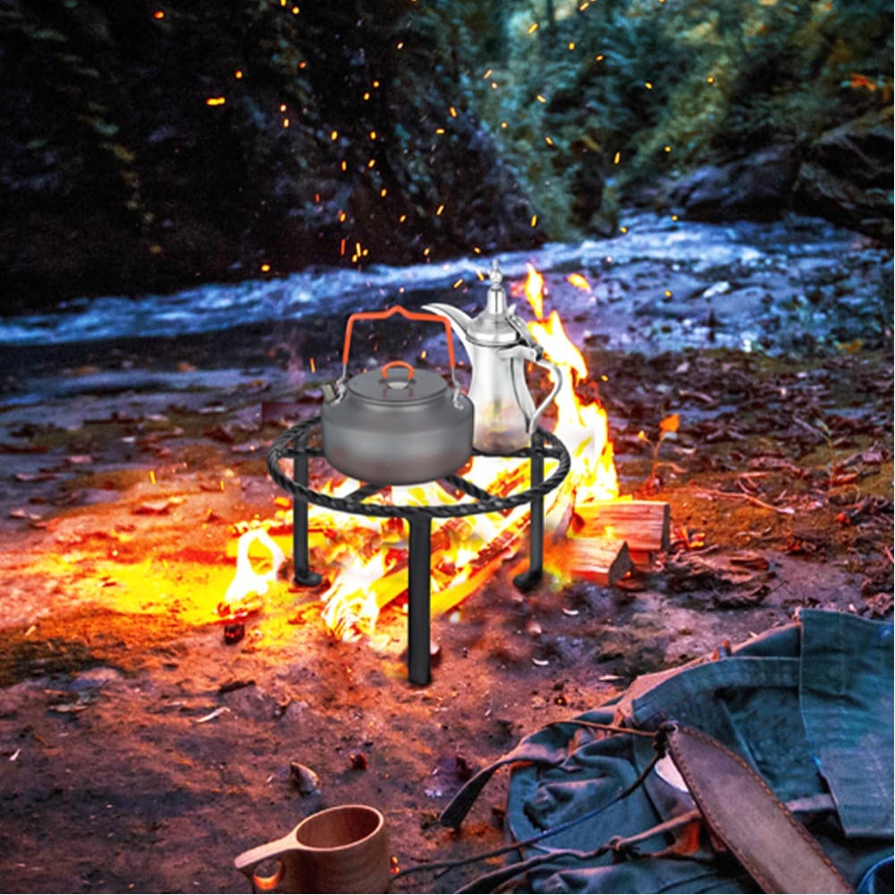 ALSANIDI, Round Fire Stand, Portable mini barbecue charcoal grill for picnics, Black, Size 26 Cm