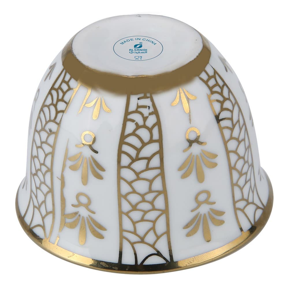 ALSANIDI, Plastic Arabic coffee cup, Arabic coffee mug, White*Gold, Set 6 pcs capacity 10 ml