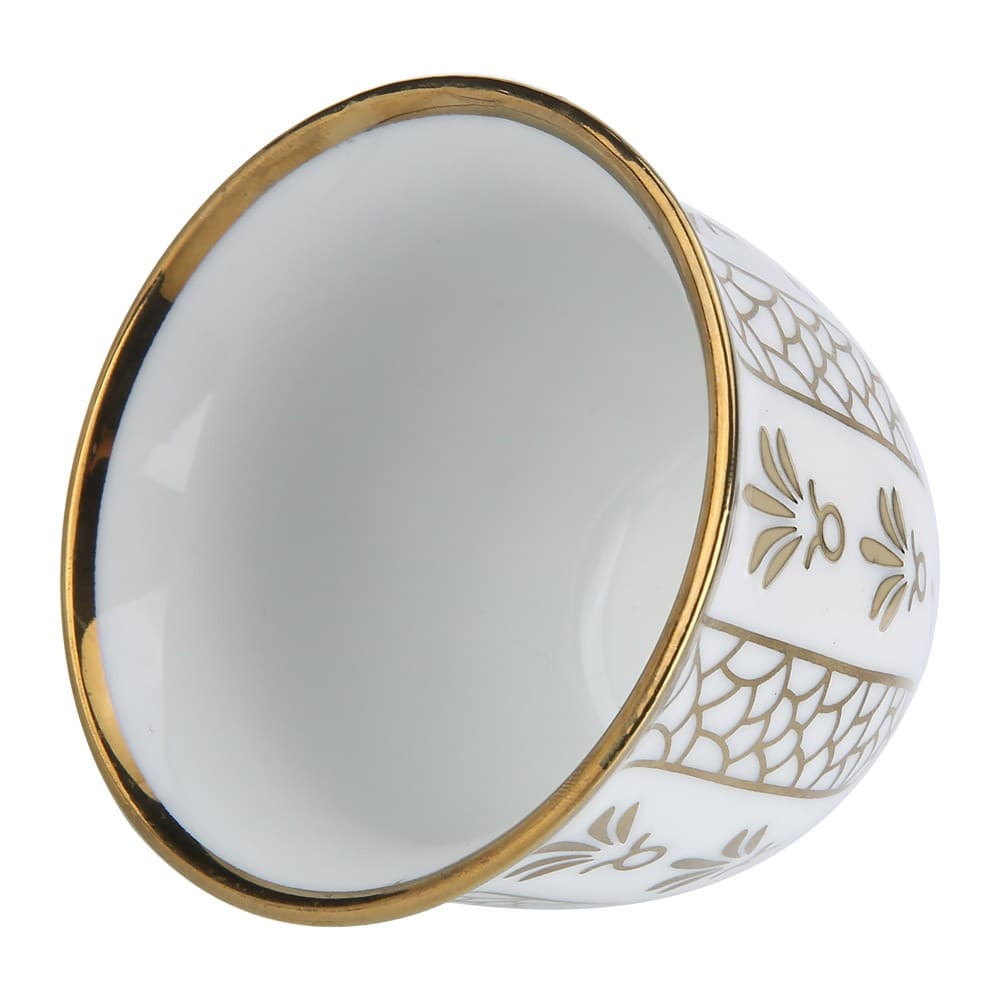 ALSANIDI, Plastic Arabic coffee cup, Arabic coffee mug, White*Gold, Set 6 pcs capacity 10 ml