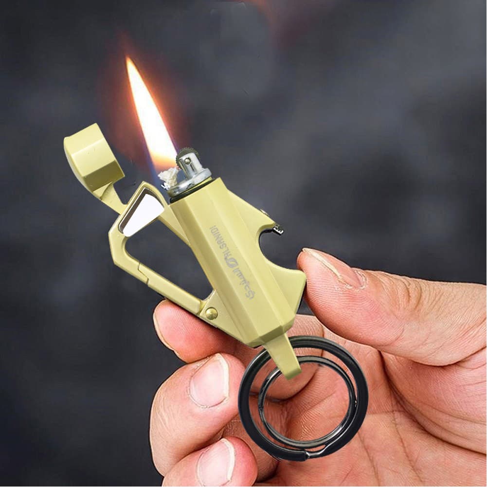ALSANIDI, Lighter with keychain, Gold,  Size9*4*1.5 Cm