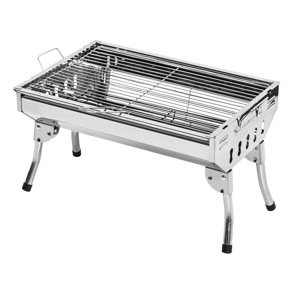 ALSANIDI, Charcoal grill for trips, Portable Charcoal Grill, Silver, Size 48*33*30 Cm