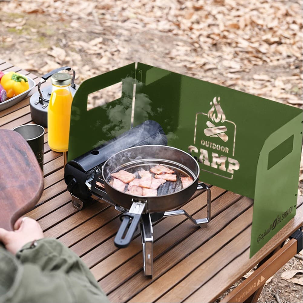 ALSANIDI, Air resistant wind screen, Stove fire wind screen, Green, Size 42*21.9*25 Cm