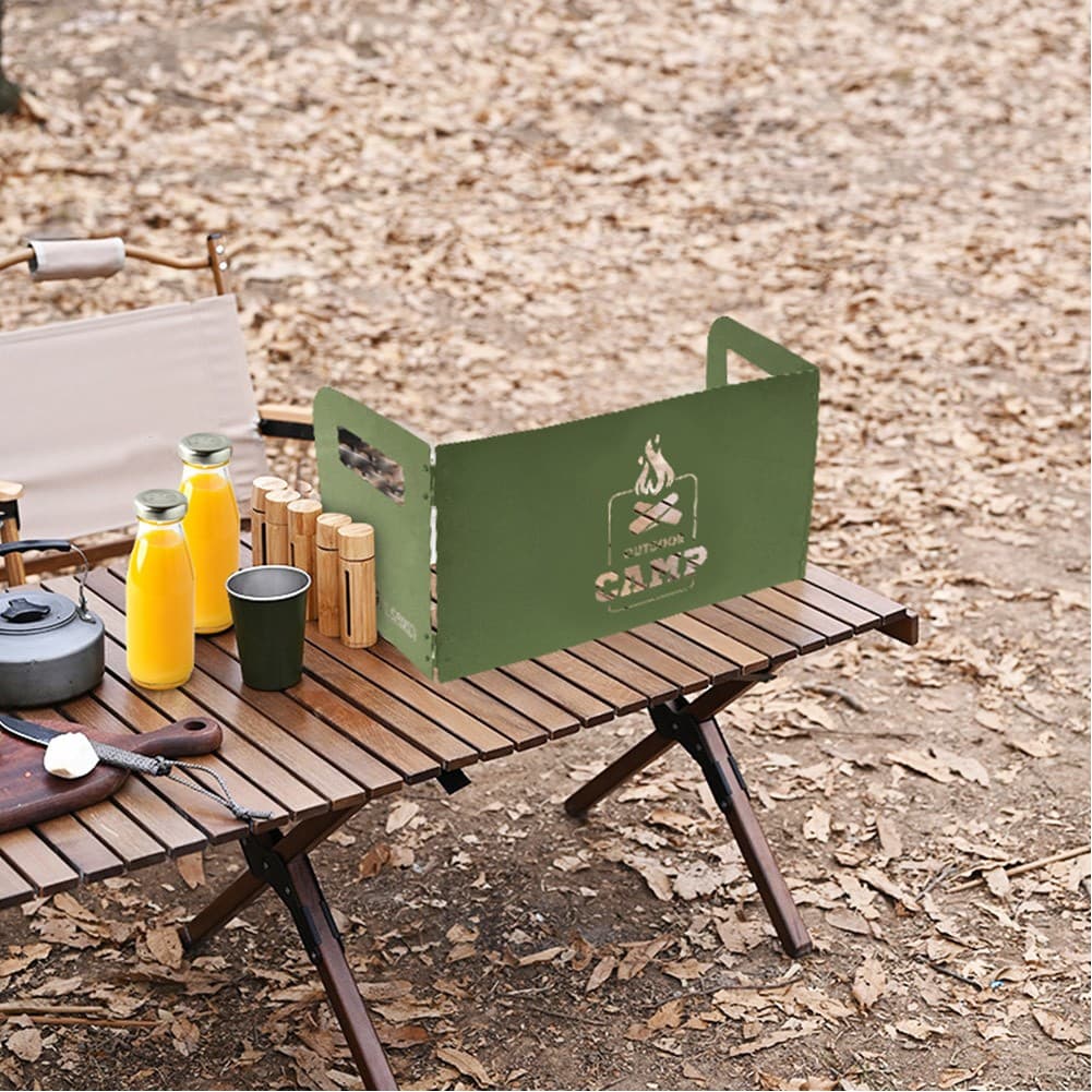 ALSANIDI, Air resistant wind screen, Stove fire wind screen, Green, Size 42*21.9*25 Cm