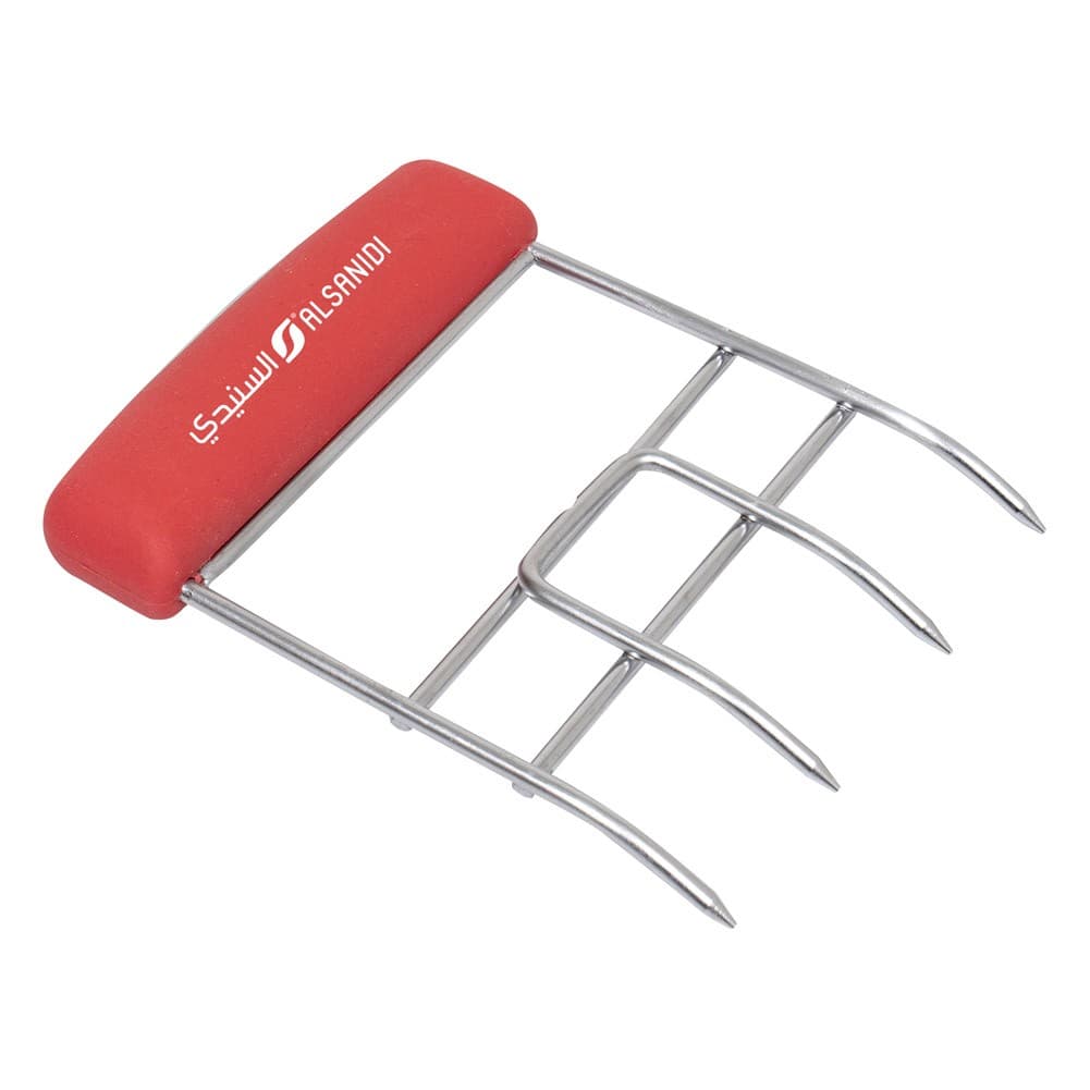 ALSANIDI, Long Stainless Steel Grilling Fork, BBQ Fork, Red, Size 10.5*13.5 Cm