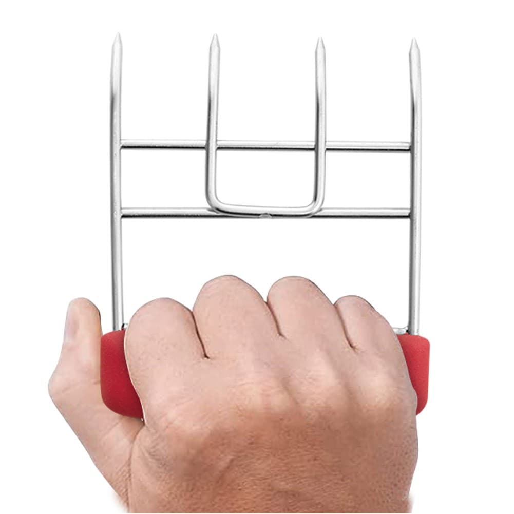 ALSANIDI, Long Stainless Steel Grilling Fork, BBQ Fork, Red, Size 10.5*13.5 Cm