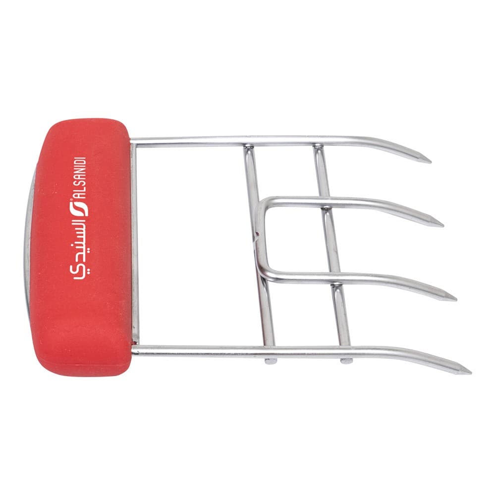 ALSANIDI, Long Stainless Steel Grilling Fork, BBQ Fork, Red, Size 10.5*13.5 Cm