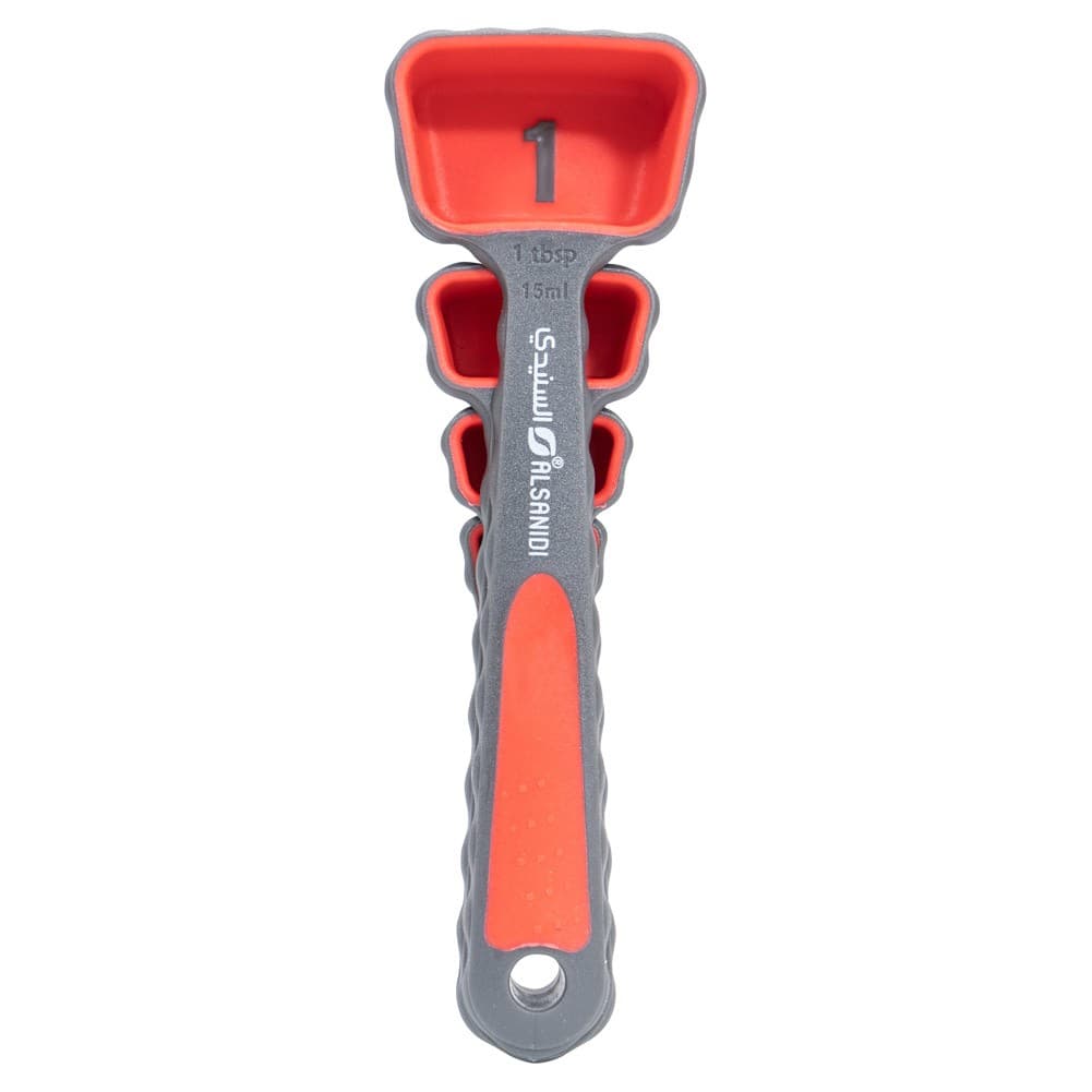 ALSANIDI, Measuring Spoon Set, Standard Measuring Spoon, Red*Gray, Set 4 pcs