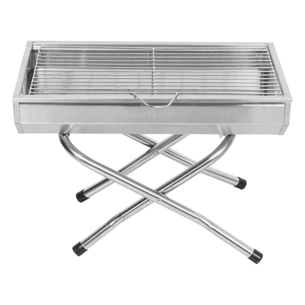 ALSANIDI, Charcoal grill for trips, Portable Charcoal Grill, Silver, Size 46.5*26.5*31 Cm