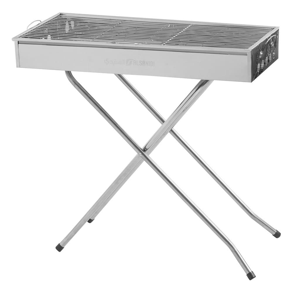 ALSANIDI, Charcoal grill for trips, Portable Charcoal Grill, Silver, Size 71*32.5*69.5 Cm