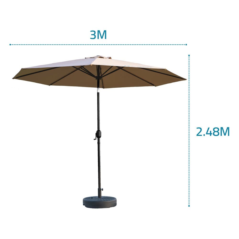 ALSANIDI, Garden and camping umbrella, Portable Car Umbrella, Kaki, Size 300 Cm