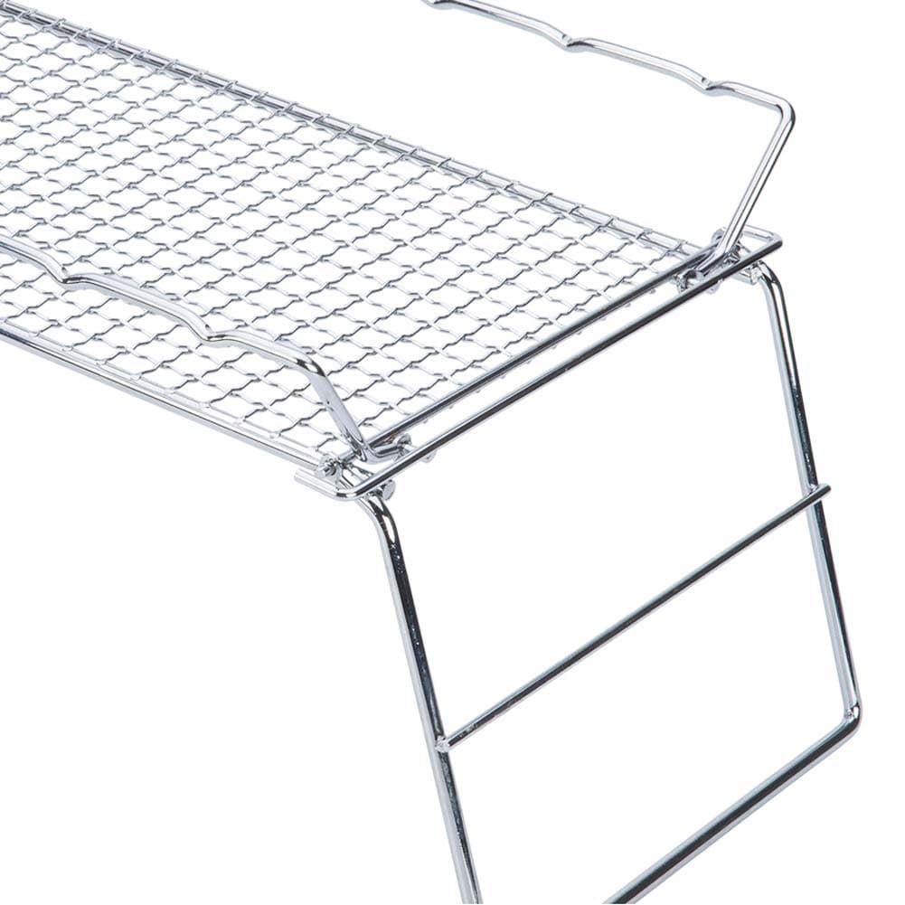 ALSANIDI, Foldable Fire Stand, Portable mini barbecue charcoal grill for picnics, Silver, Size 15.5*20*41 Cm