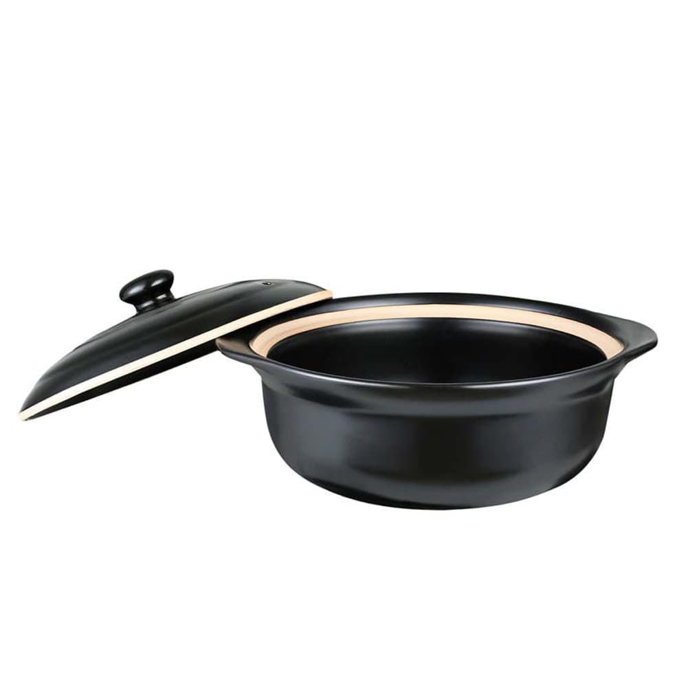 ALSANIDI, Heat pottery pot, Thermal pottery pot, Black, capacity 1.97 L Size 24 Cm