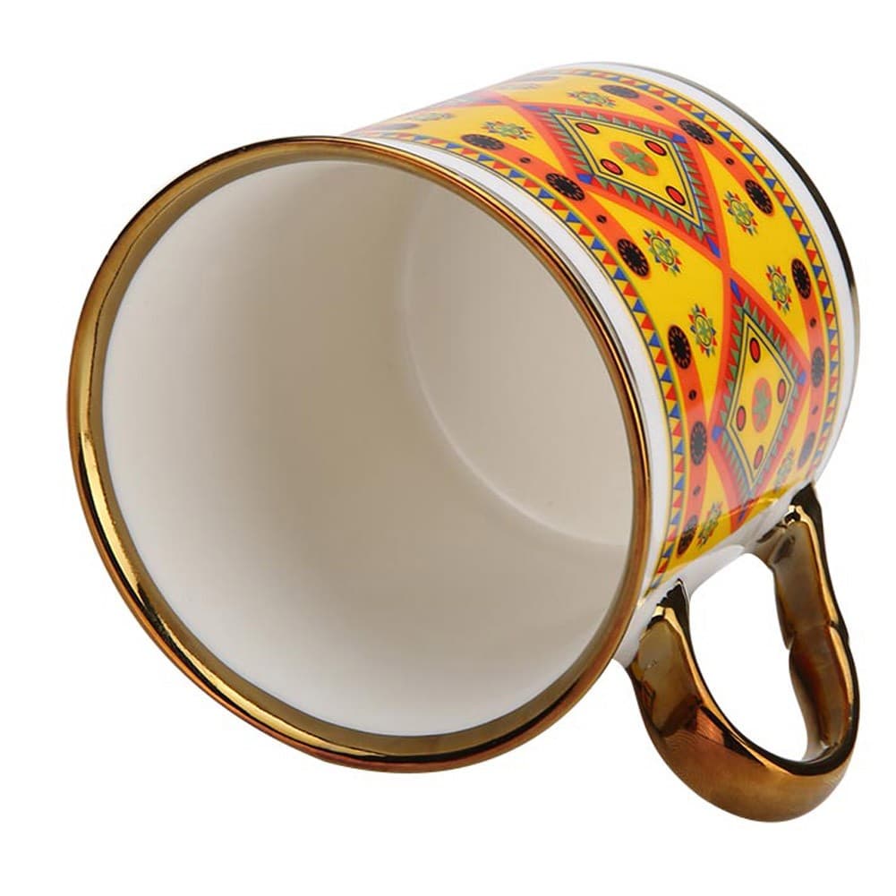 ALSANIDI, Najdi Porcelain tea and coffee mug, Coffee cup for trips and travel, Yellow, capacity 330 ml