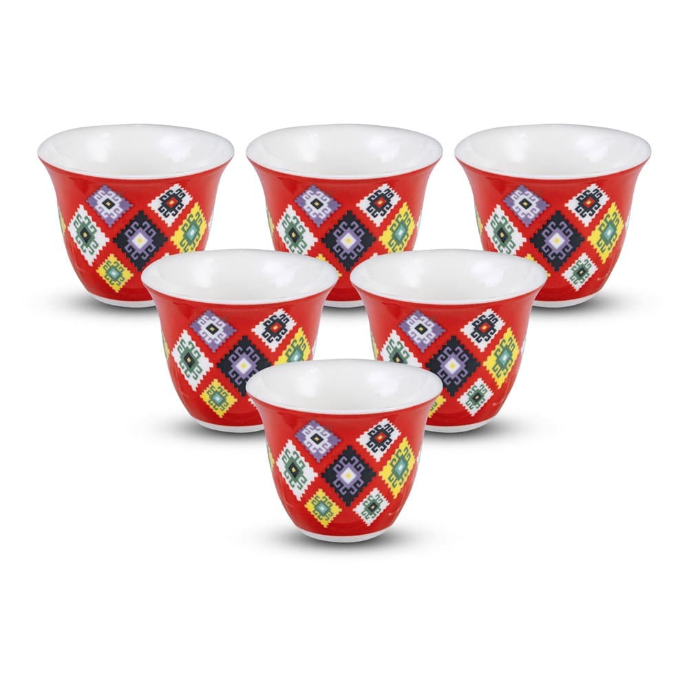 ALSANIDI, Arabic coffee cup ceramic, Arabic coffee mug, Agate , Set 6 pcs