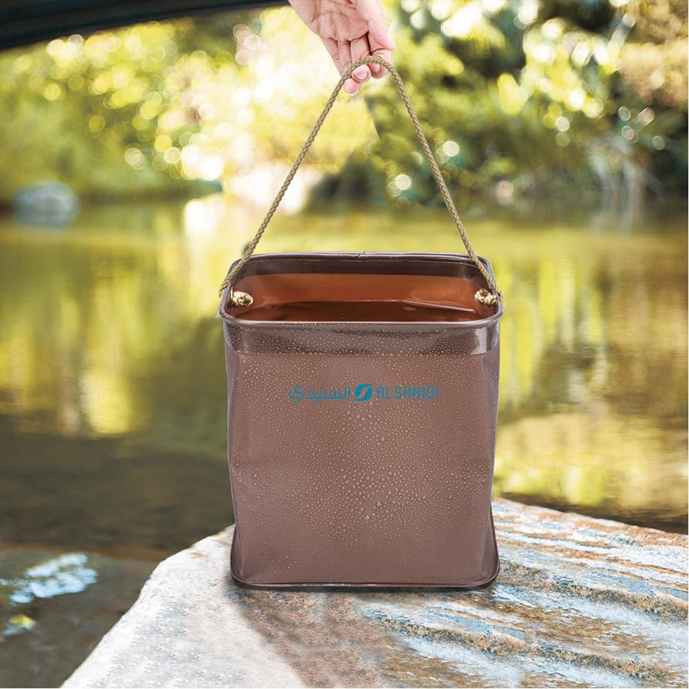 ALSANIDI, Foldable Camping platewashing Bucket, Foldable PVC water paiL, Coffee Brown, Size 20 Cm