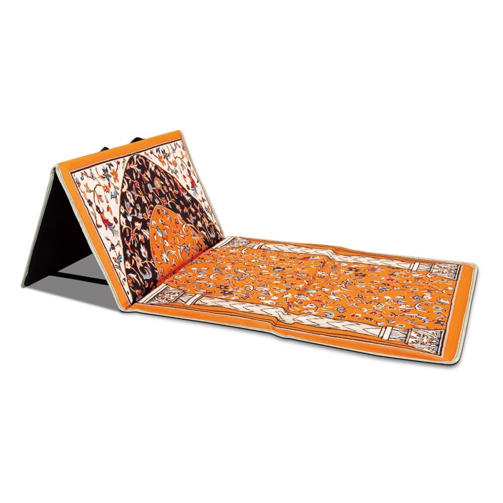 ALSANIDI, Prayer Mat with Chair, Trips Chair, Orang, Size110*55*34 Cm