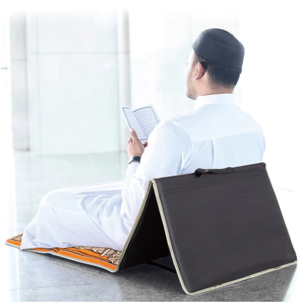 ALSANIDI, Prayer Mat with Chair, Trips Chair, Orang, Size110*55*34 Cm