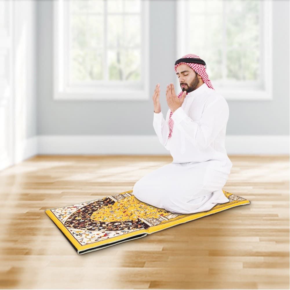 السنيدي، سجادة صلاة مع كرسي، كرسي رحلات، أصفر، مقاس110*55*34 سم