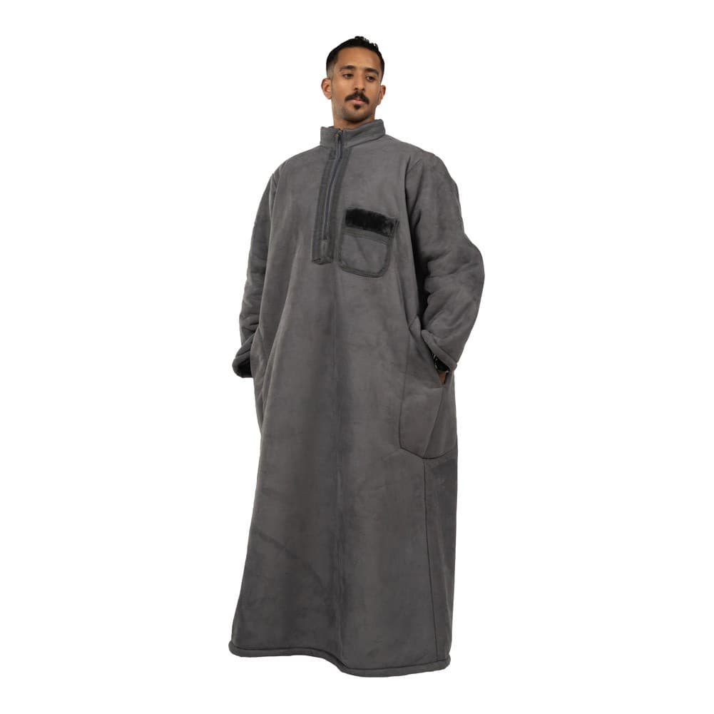 السنيدي، ثوب فرو، ثوب شتوي، رصاصي، مقاس XL
