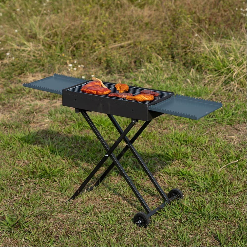 ALSANIDI, Mobile grill, Outdoor grill, Black, Size L:60+30*2*W:30*H70 Cm