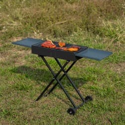 ALSANIDI, Mobile grill, Outdoor grill, Black, Size L:60+30*2*W:30*H70 Cm