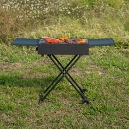ALSANIDI, Mobile grill, Outdoor grill, Black, Size L:60+30*2*W:30*H77 Cm