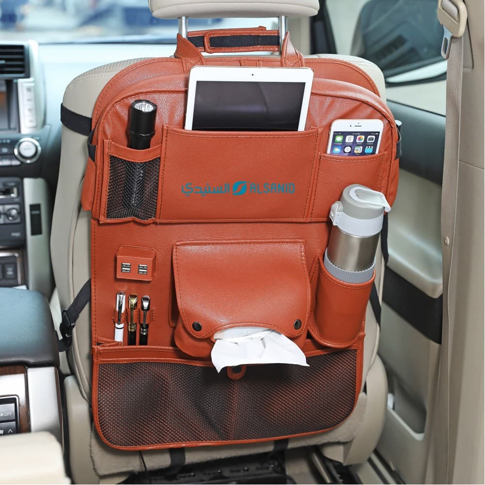 ALSANIDI, Car seat Organizer, Back Mattress Car Organizer, Brown, Size 60*45*12Cm