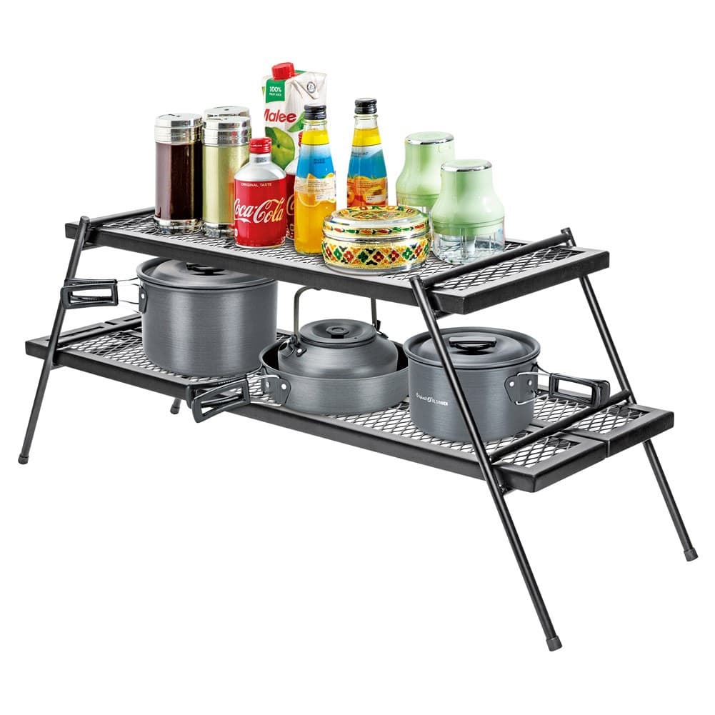 ALSANIDI, Foldable Iron Utensils Drying Table, Two Floors Table, Black, Size90*31.5*6.5Cm