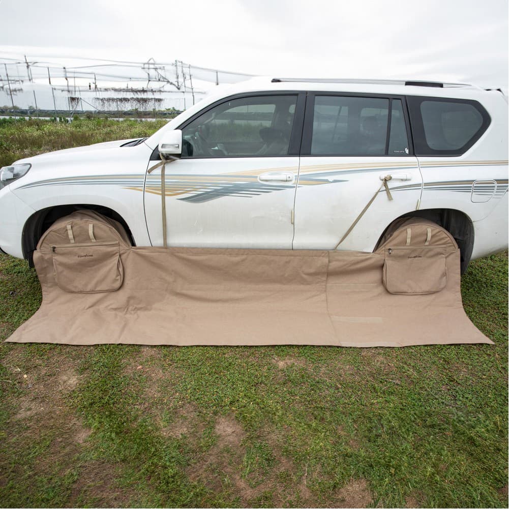 ALSANIDI, Wndbreak between two Wheel for all cars, Wheel windbreak, Woody, Size 235*117*25Cm