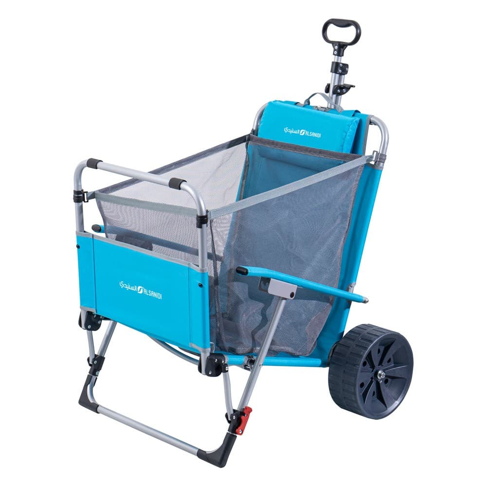 ALSANIDI, Chair with Garden Cart, Foldable transport Cart, Blue, Size145*73*61Cm