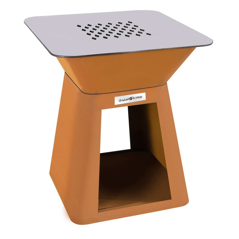 ALSANIDI, Cardboard iron grill wood stove, Modern wood-burning stove, Brown, Size80*80*90Cm