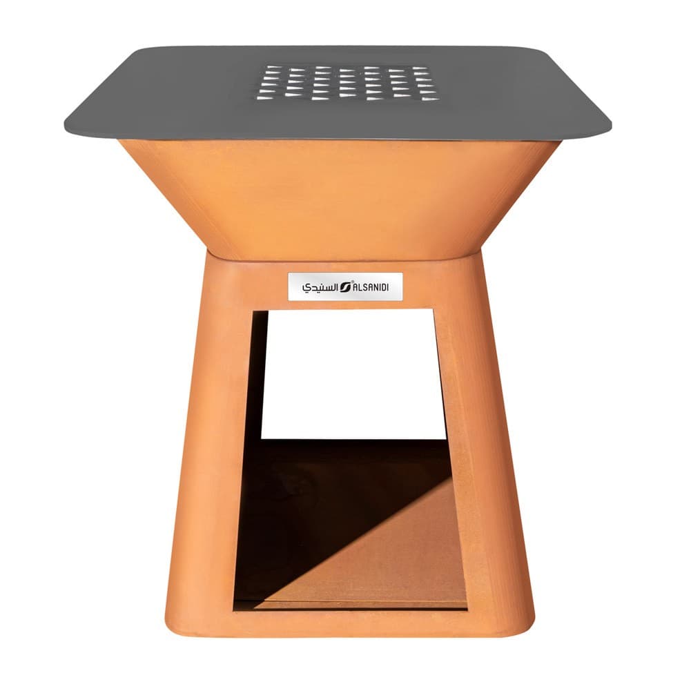 ALSANIDI, Cardboard iron grill wood stove, Modern wood-burning stove, Brown, Size80*80*90Cm