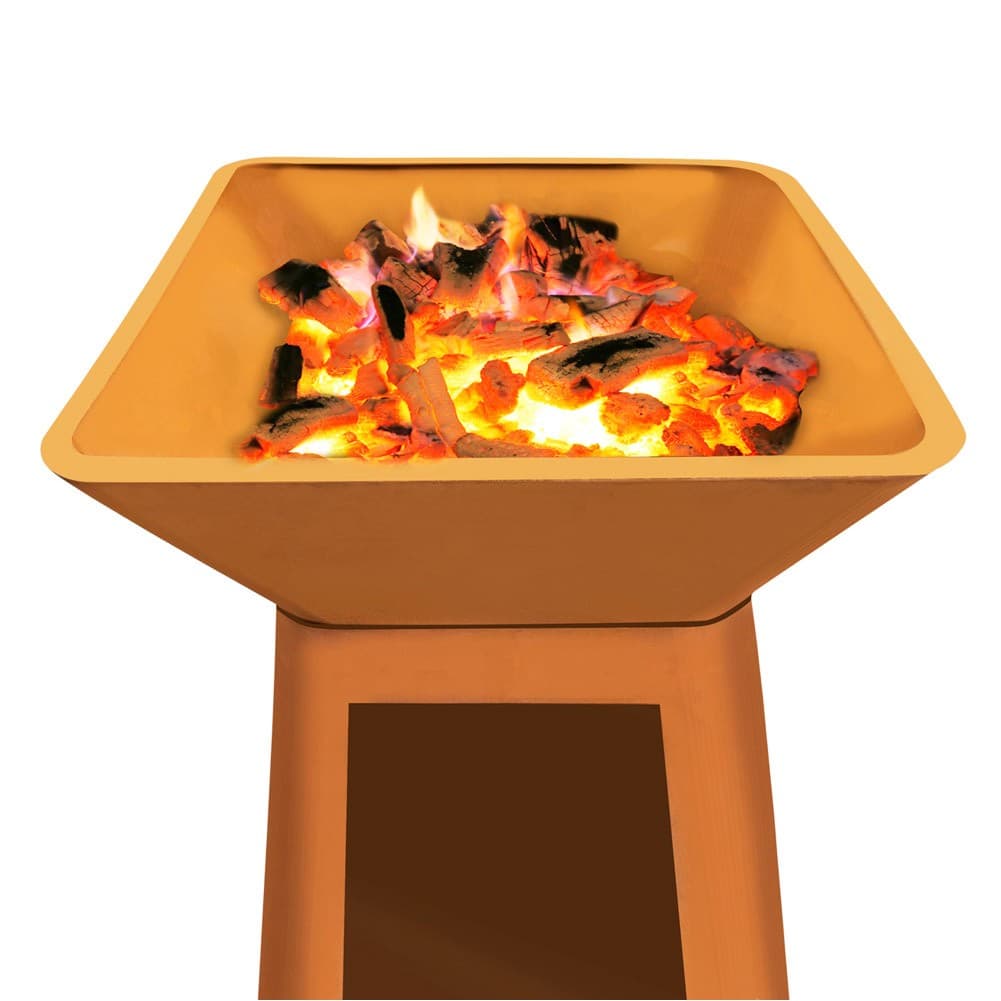 ALSANIDI, Cardboard iron grill wood stove, Modern wood-burning stove, Brown, Size80*80*90Cm