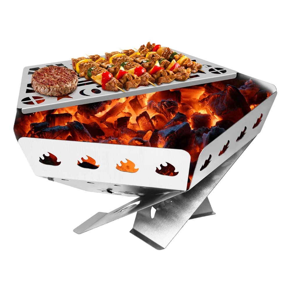 ALSANIDI, Portable BBQ stove, Charcoal BBQ Stove, Silver, Size32*24Cm