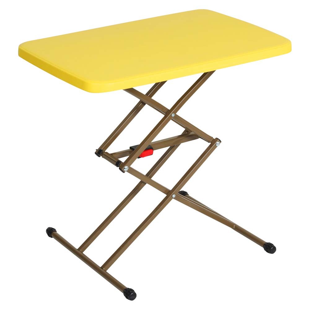 DPT, Aluminum Adjustable Table, Foldable Table for Outdoor and Home Gardens, Yellow, Size 44.5*62.5 Cm