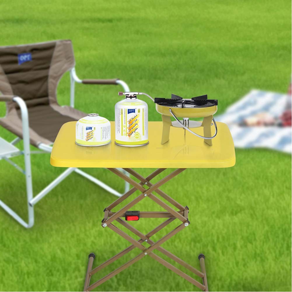 DPT, Aluminum Adjustable Table, Foldable Table for Outdoor and Home Gardens, Yellow, Size 44.5*62.5 Cm