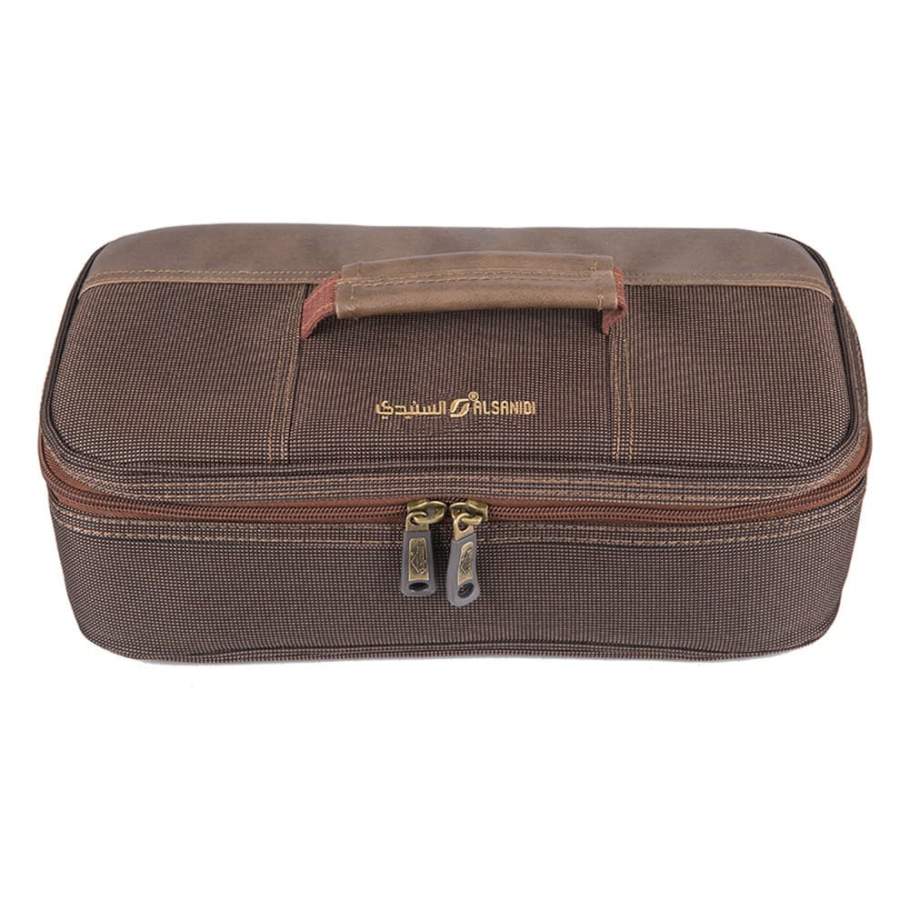 ALSANIDI, Cups and Mugs Bag for trips, Tea cups Bag, Coffee Brown, Size 33*17.5*9.5Cm
