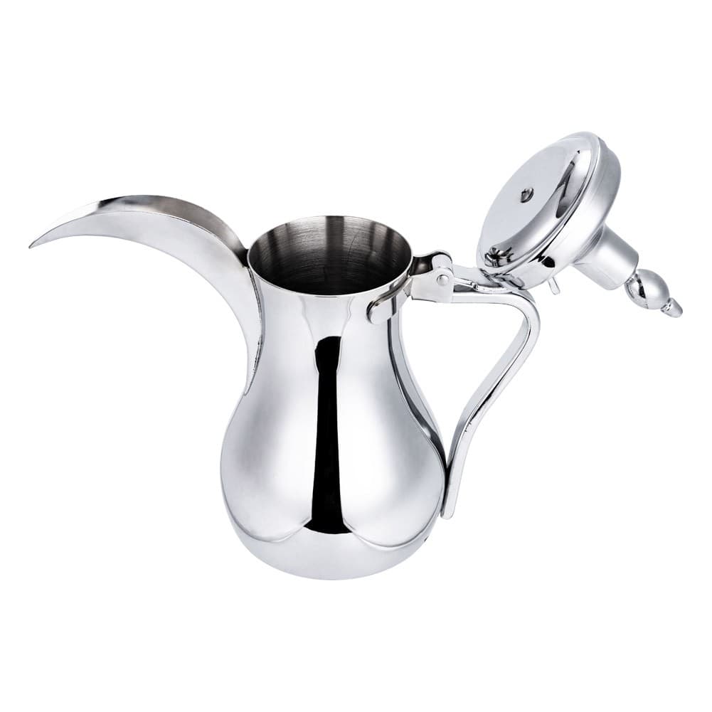 ALSANIDI, Raslan Indian Stainless steel Arabic Coffee Dallah, Raslan Dallah, Silver, Size 32