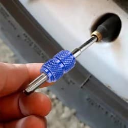 DPT, Tire Valve Stem Tool, Air Evacuation Tool, Silver*Blue, Size 7.5 Cm