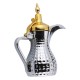 ALSANIDI, Raslan Indian Stainless steel Arabic Coffee Dallah, Habb Al-Romman Coffee Dallah, Silver*Gold, Size 48 ounce*1.15 L