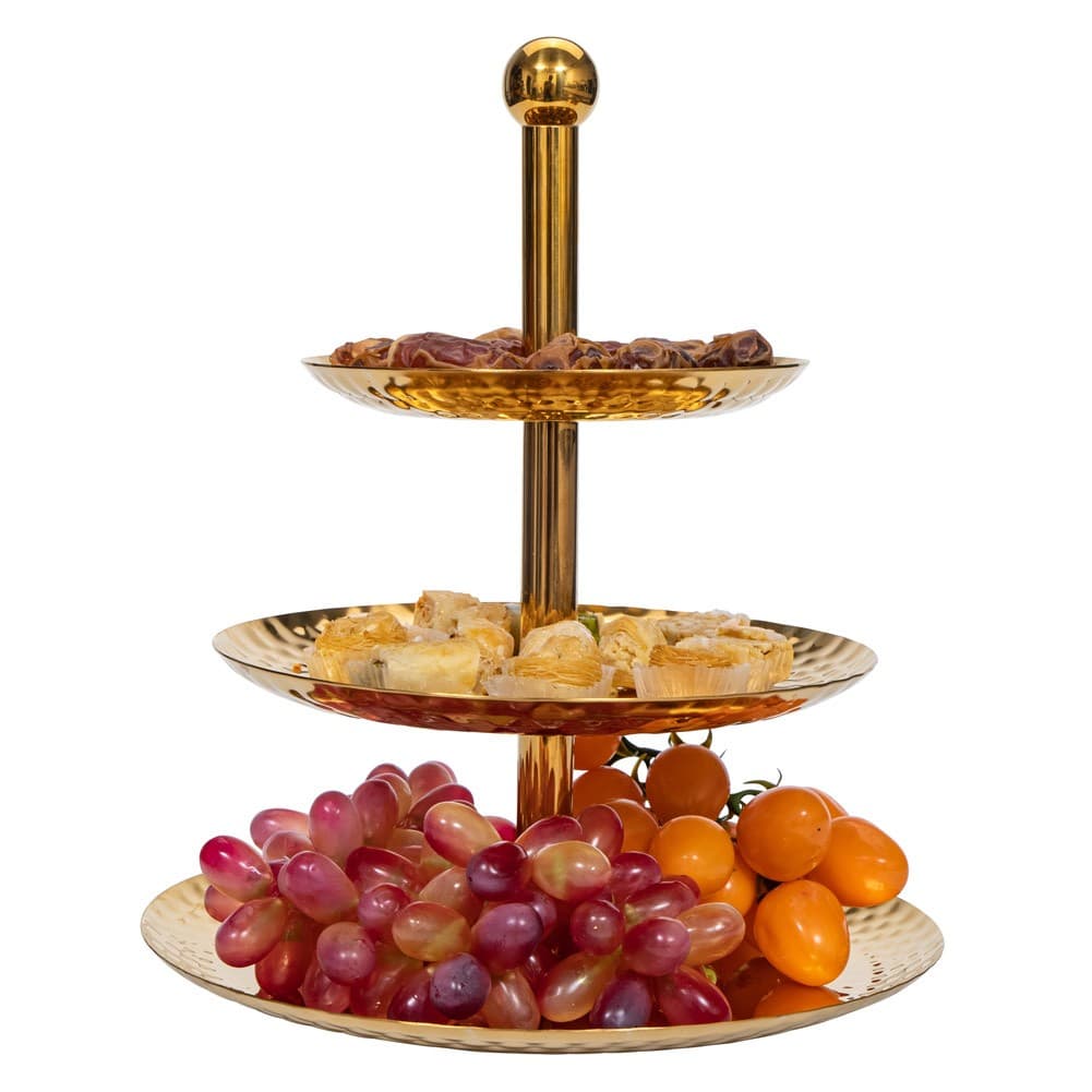 ALSANIDI, Stainless Steel Date and Sweets Serving Plate, Gold, Size 27 21.8 16.5 Cm