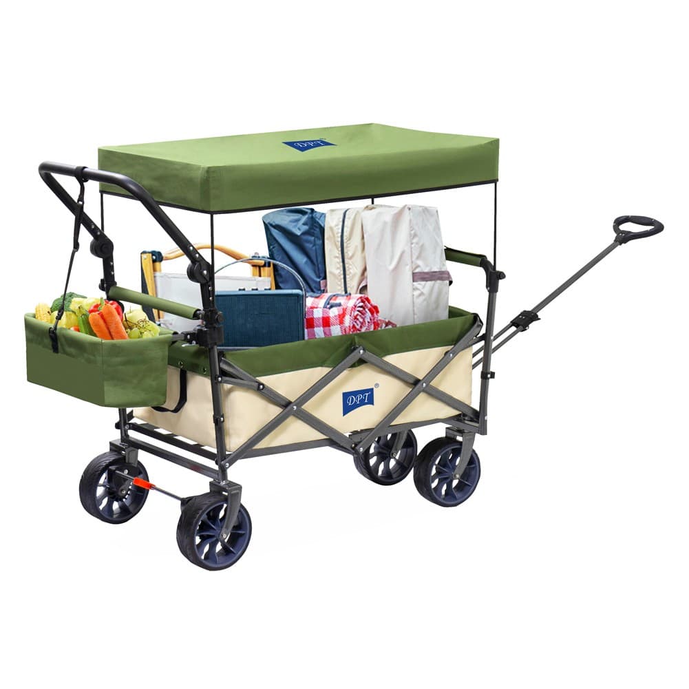 DPT, Garden Cart and Wheelbarrow, Foldable Utility Cart, Green, Size 123*54.5*99 Cm