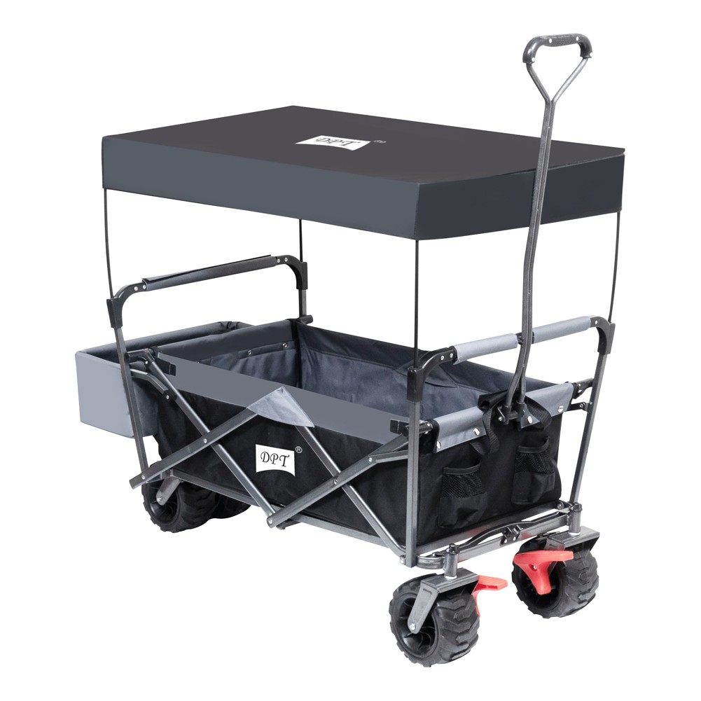 DPT, Garden Cart and Wheelbarrow, Foldable Utility Cart, Black, Size 120*60*99 Cm