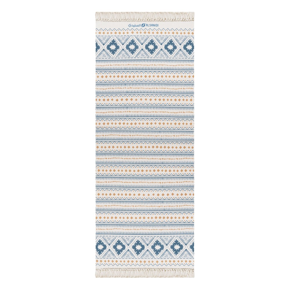 ALSANIDI, cotton floor mat, cotton floor cushion, White*Blue, Size L210*W85 Cm