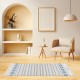 ALSANIDI, cotton floor mat, cotton floor cushion, White*Blue, Size L210*W85 Cm